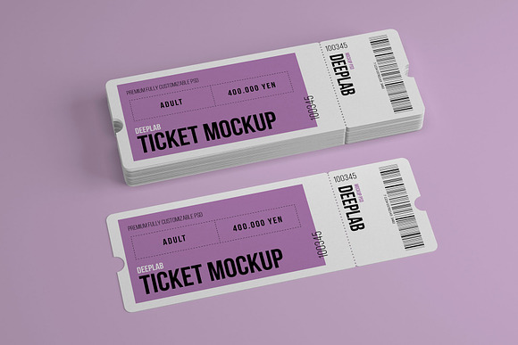 Tickets Mockup Set - 17 styles in Print Mockups - product preview 6