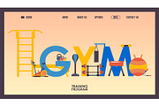 Gym website design, vector