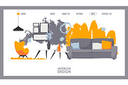 Interior design website, vector