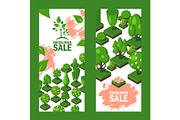 Isometric trees on vertical banners