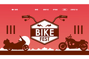 Bike fest website design, vector