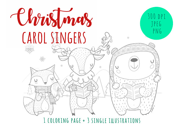 Carol singers ,coloring pages, digis