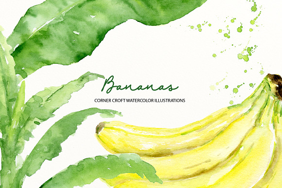 Watercolor banana illustration in Illustrations - product preview 6