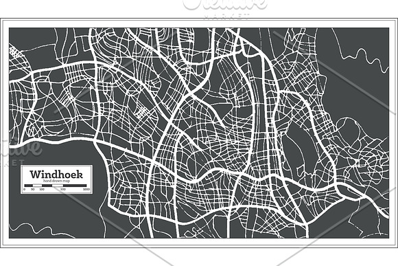 Windhoek Namibia City Map in Retro in Illustrations - product preview 7