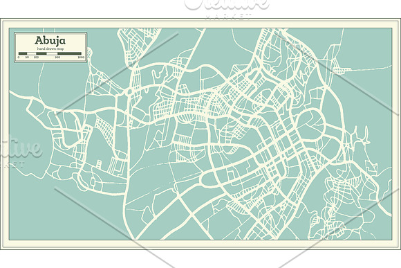 Abuja Nigeria City Map in Retro in Illustrations - product preview 7