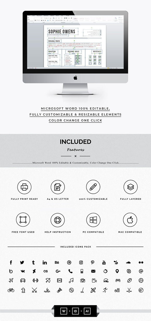 Resume Template Word in Resume Templates - product preview 3