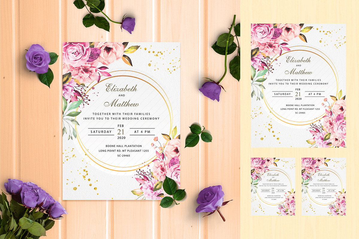 Modern Floral Wedding Invite in Wedding Templates - product preview 8