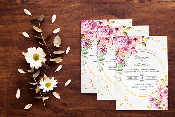 Modern Floral Wedding Invite in Wedding Templates - product preview 1