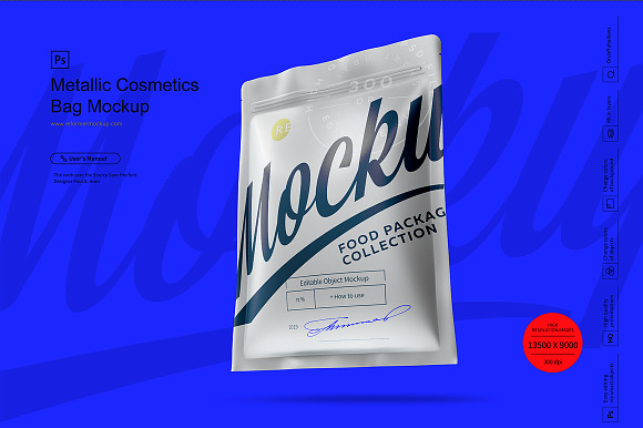 Metallic Cosmetics Bag Mockup in Product Mockups - product preview 2
