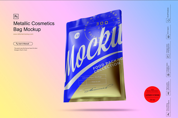 Metallic Cosmetics Bag Mockup in Product Mockups - product preview 4