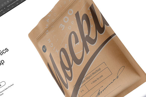 Kraft Cosmetics Bag Mockup in Product Mockups - product preview 3