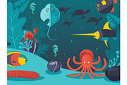 Underwater world vector illustration