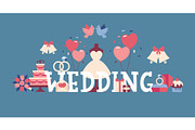 Wedding typographic poster, vector