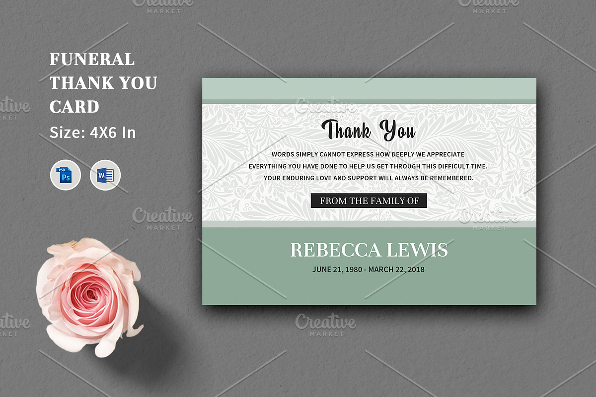 Funeral Thank You Card V04 in Card Templates - product preview 8