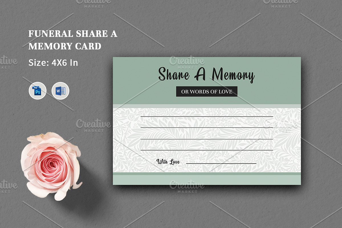Funeral Share a Memory Card V02 in Card Templates - product preview 8