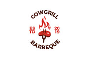 roasted steak grill fire flame logo