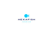 hexagon fish hexafish logo vector