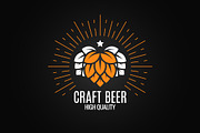 Beer hops logo on black background.