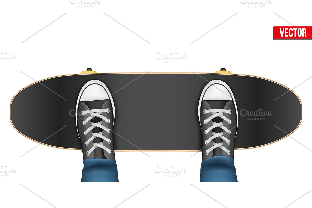 Legs on skateboard isolated on white in Objects - product preview 8