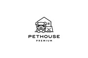 dog cat pet house home logo vector