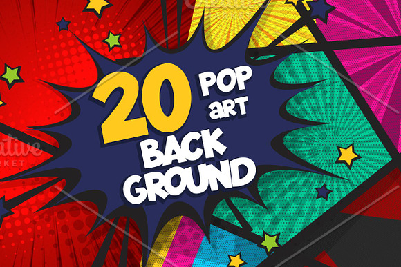 SET 20-BOOM! Pop Art backgrounds in Illustrations - product preview 1