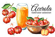 Acerola. Watercolor collection