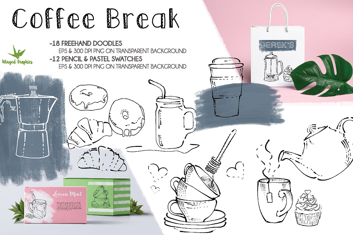 Coffee break handdrawn illustrations in Objects - product preview 8