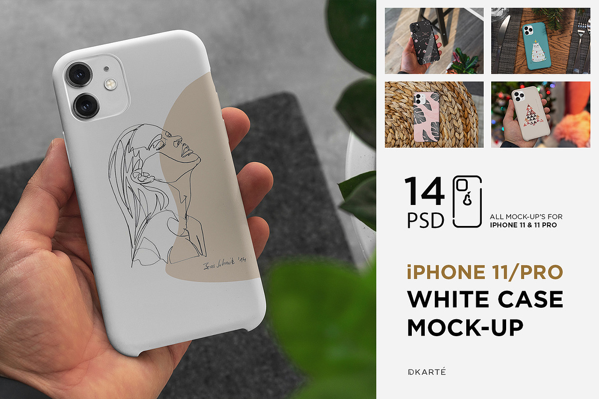 iPhone 11/Pro White Case Mock-Up in Print Mockups - product preview 8
