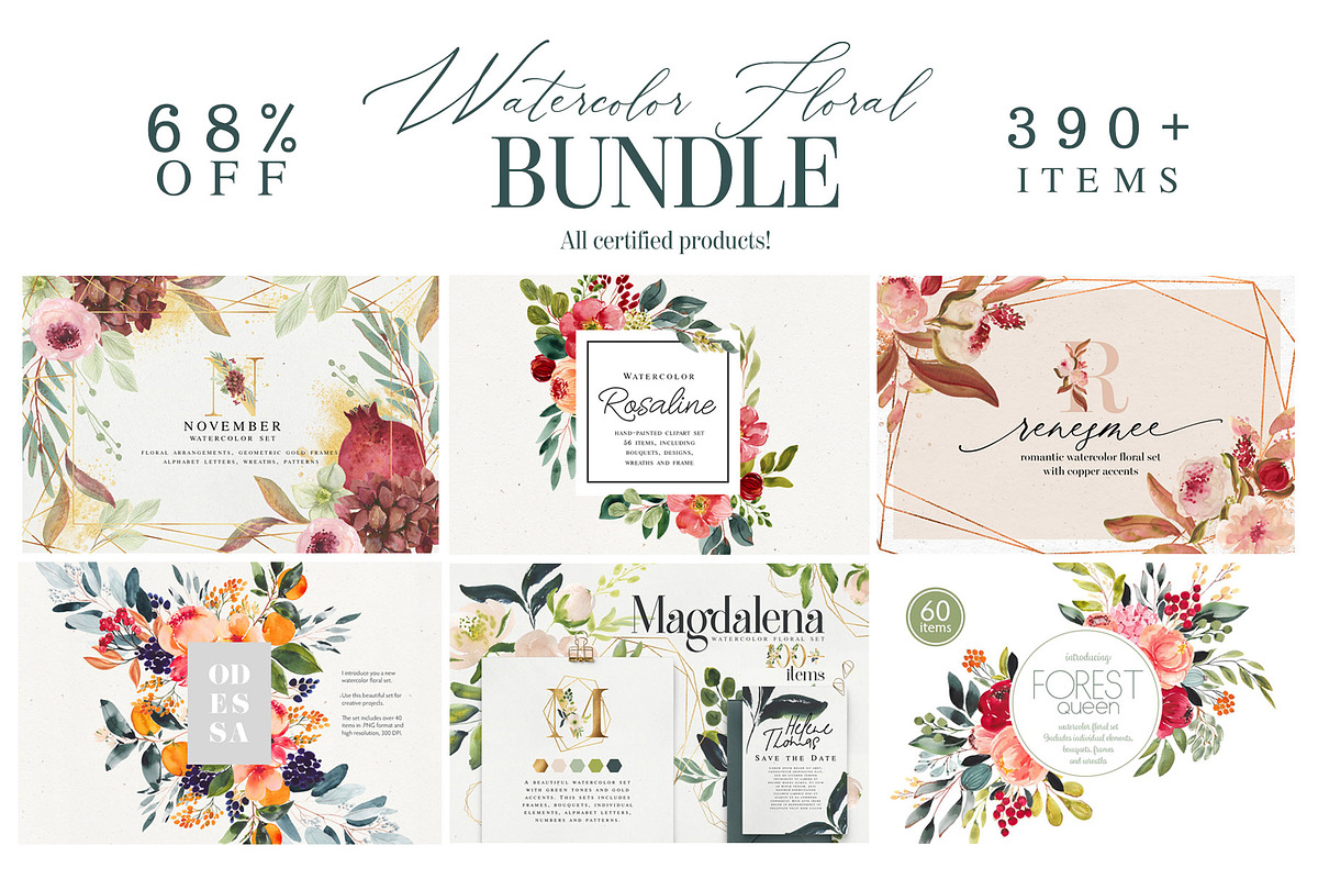 Watercolor Floral BUNDLE 2019 in Illustrations - product preview 8