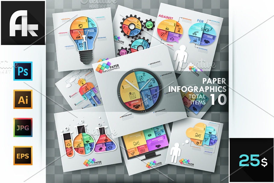 Paper Infographic Templates Bundle in Presentation Templates - product preview 8