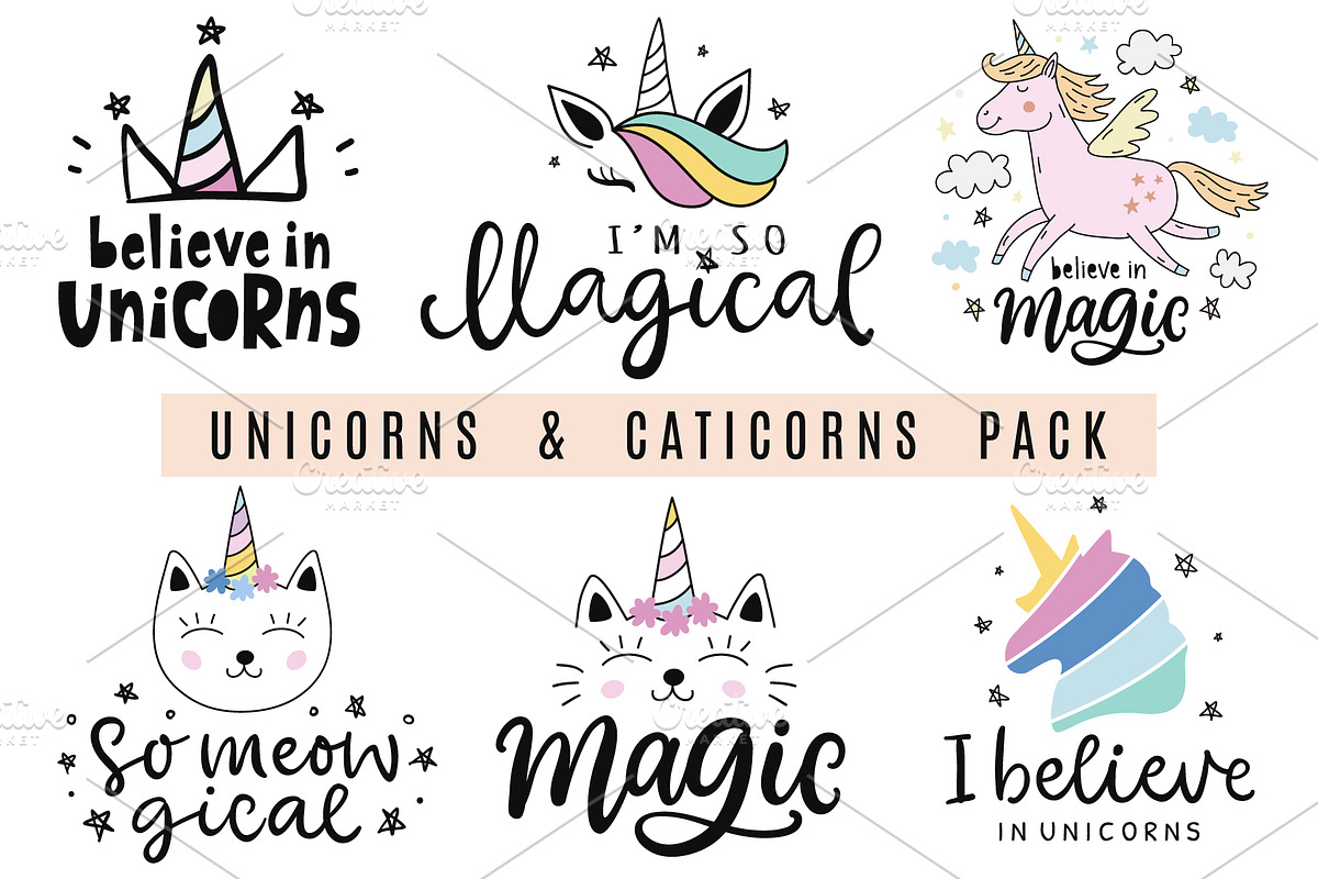 Unicorns & Caticorns Magic Pack in Graphics - product preview 8