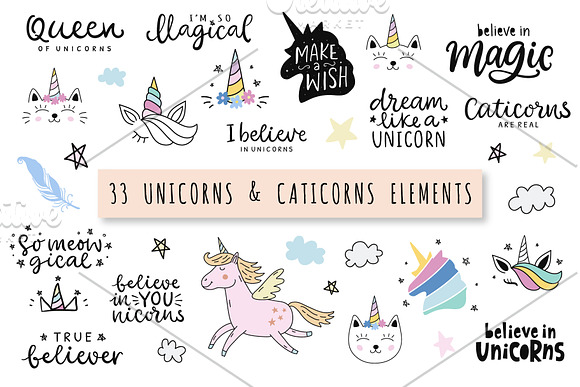 Unicorns & Caticorns Magic Pack in Graphics - product preview 1