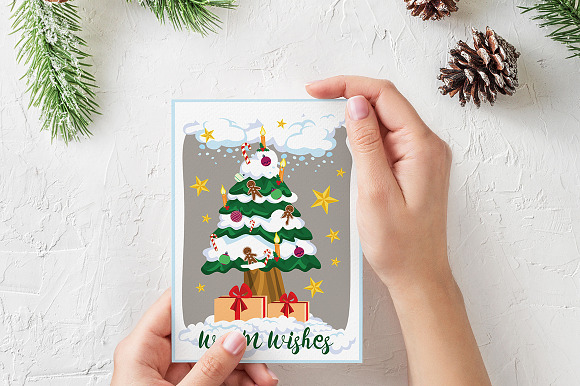 Christmas cards, stickers, labels in Postcard Templates - product preview 5