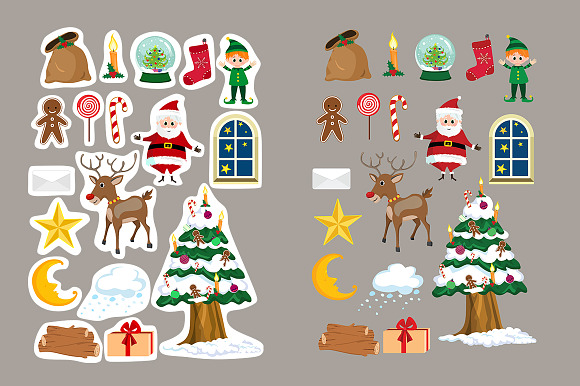 Christmas cards, stickers, labels in Postcard Templates - product preview 11