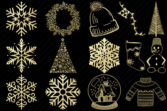 Gold Foil Christmas Clip Art in Illustrations - product preview 1