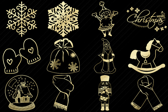 Gold Foil Christmas Clip Art in Illustrations - product preview 2