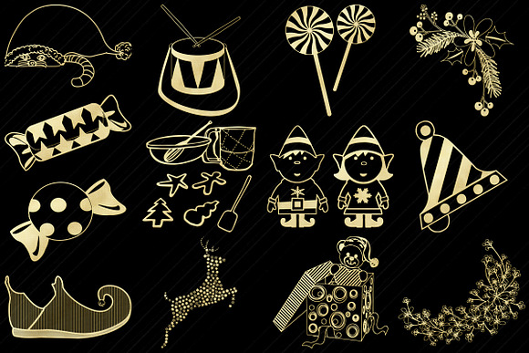 Gold Foil Christmas Clip Art in Illustrations - product preview 3