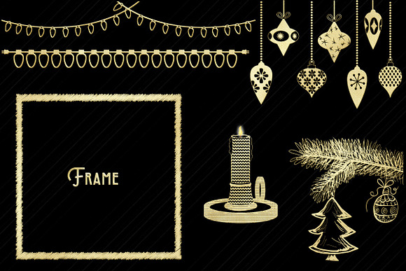 Gold Foil Christmas Clip Art in Illustrations - product preview 4
