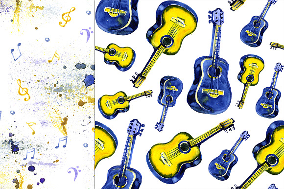 Watercolor musical instruments set in Illustrations - product preview 9
