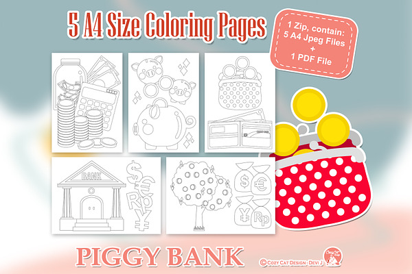 Piggy Bank Coloring Pages