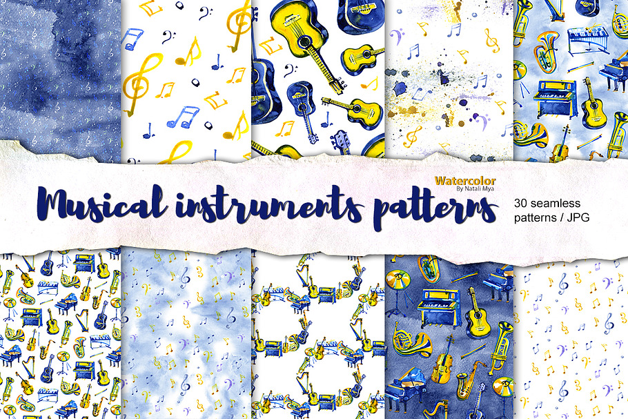 Watercolor musical patterns