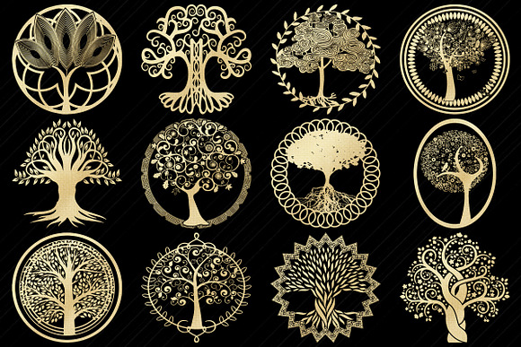 Gold Foil Tree of Life Clip Art in Illustrations - product preview 1