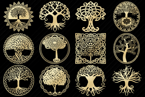Gold Foil Tree of Life Clip Art in Illustrations - product preview 2
