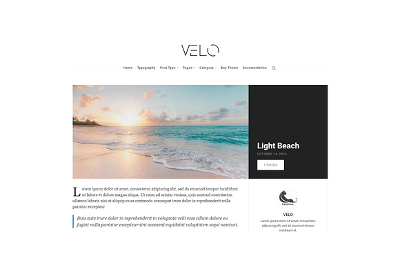 Velo - Minimal Blog WordPress Theme in WordPress Blog Themes - product preview 1