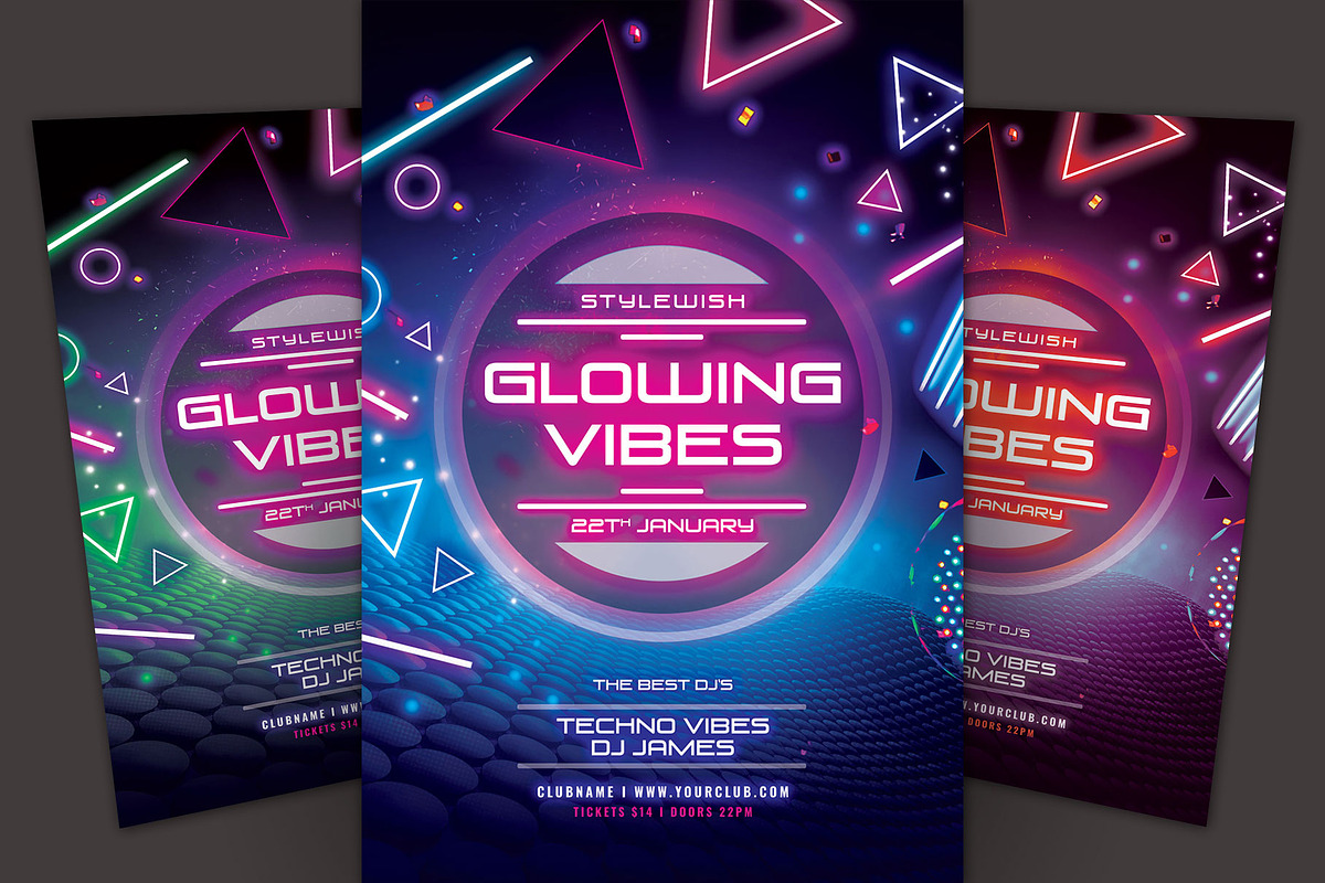Glowing Vibes Flyer in Flyer Templates - product preview 8