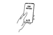 Smart phone in hand sketch vector
