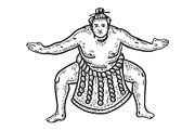 Sumo wrestler sketch vector