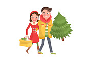 Merry Couple Returns from Shopping