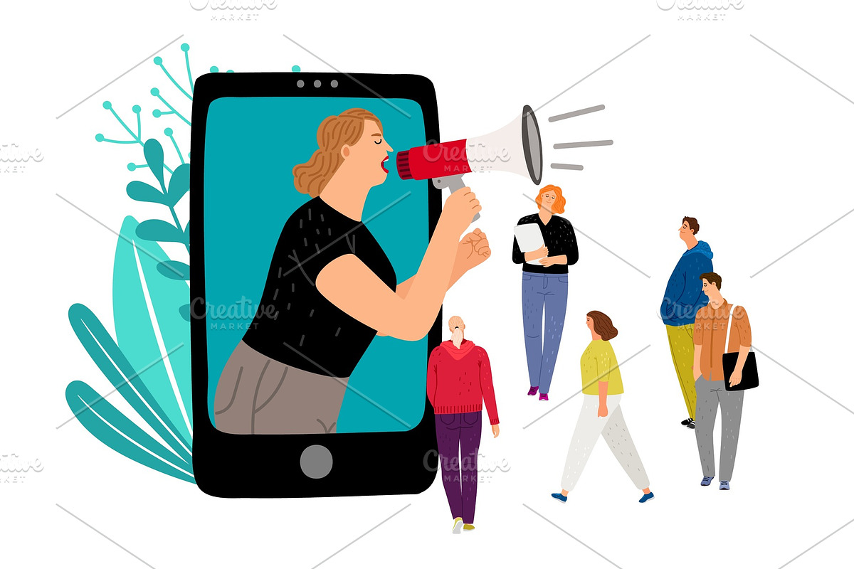 Woman with megaphone in Illustrations - product preview 8
