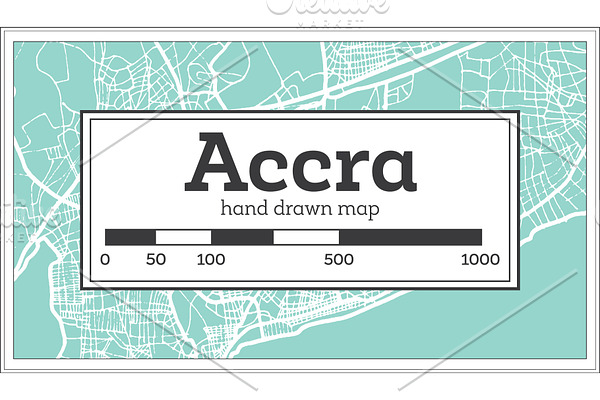 Accra Ghana City Map in Retro Style
